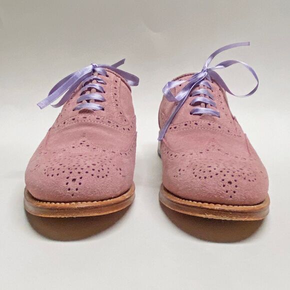 Sofia Luzon Pink Suede Brogues Oxfords Shoes EU 37 US 6.5 Spain Lace-up Handmade - Picture 2 of 9